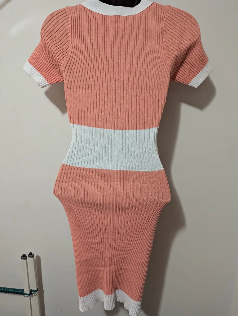 Pink and White Knit Mini Dress image indicator(2)