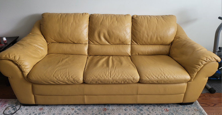 Used Leather Sofa - Mustard Yellow