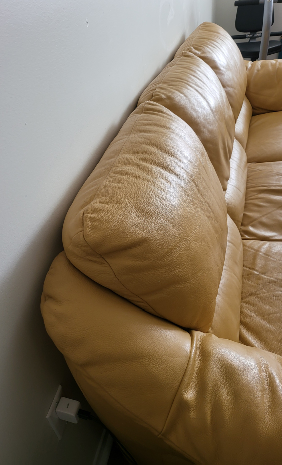 Used Leather Sofa - Mustard Yellow - photo 2