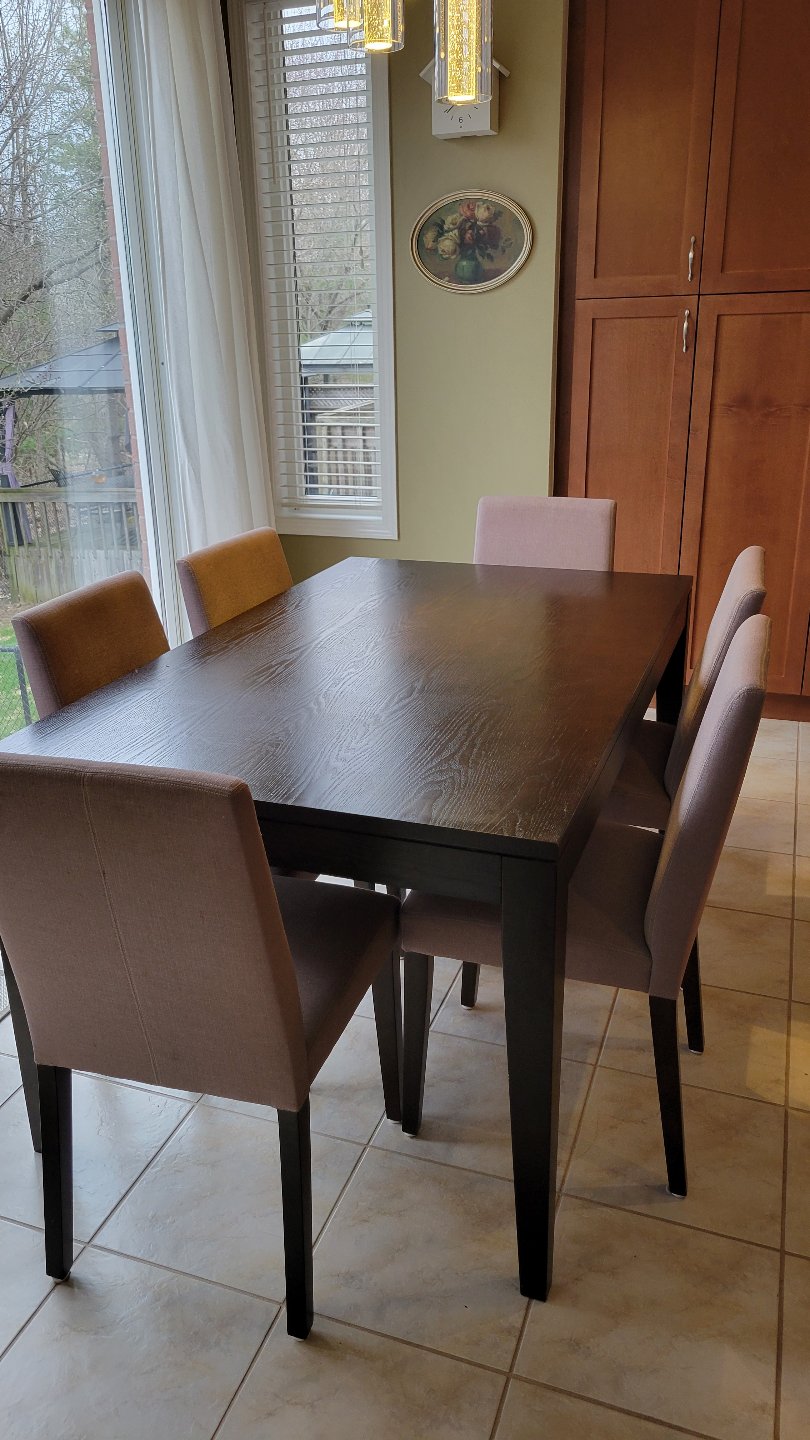Square Dark Brown Dining Table with Six Chairs - photo 2