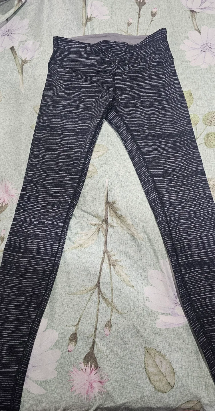 Lululemon Black & White Striped Leggings image indicator(2)