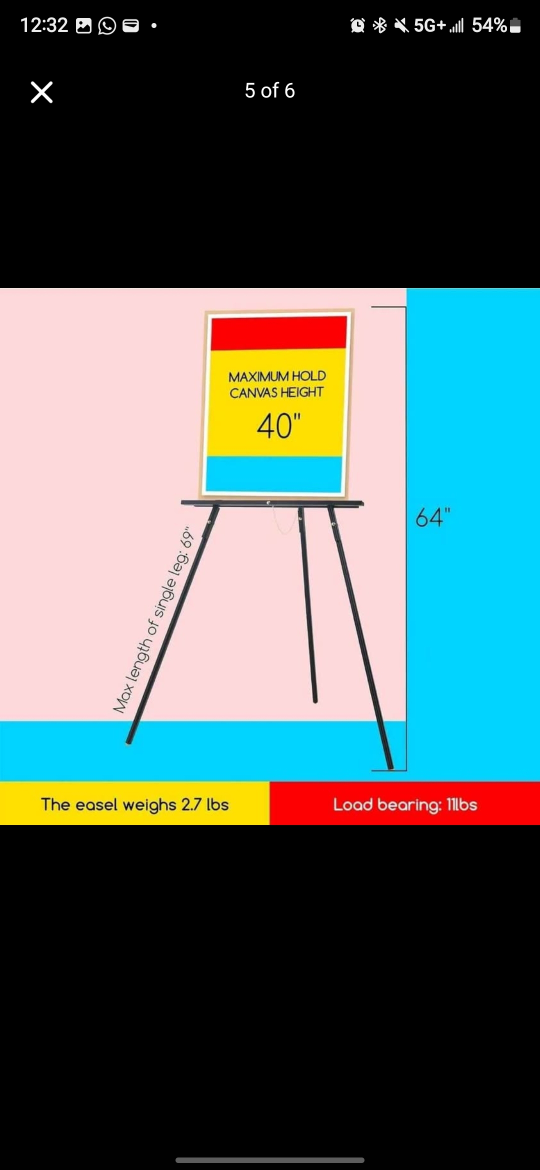 Portable Art Easel - 64" Tall, Holds up to 40" - photo 5