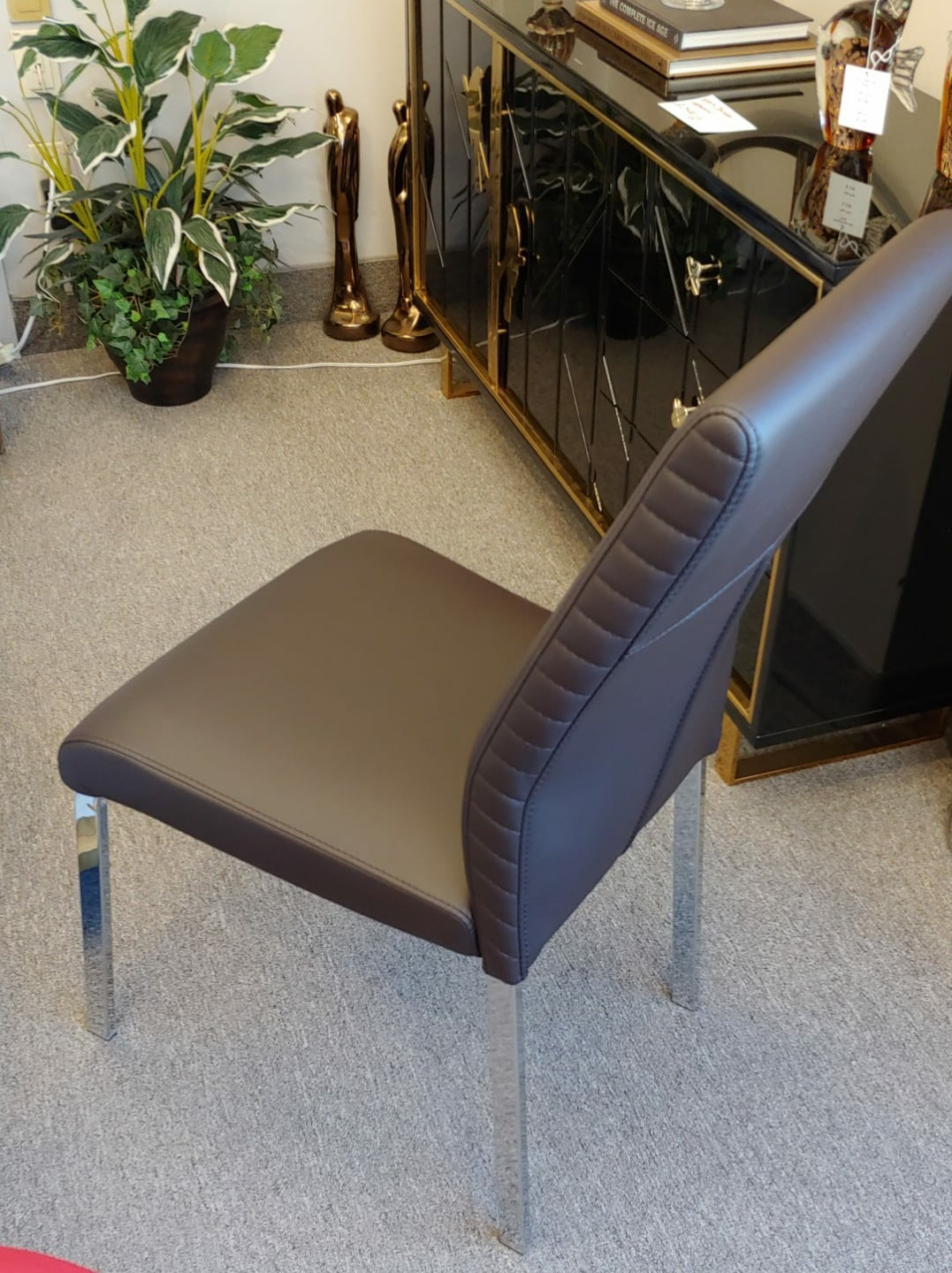 Modern Brown Leather Dining Chair - photo 2
