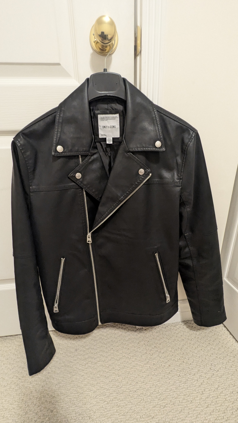 Black Faux Leather Motorcycle Jacket