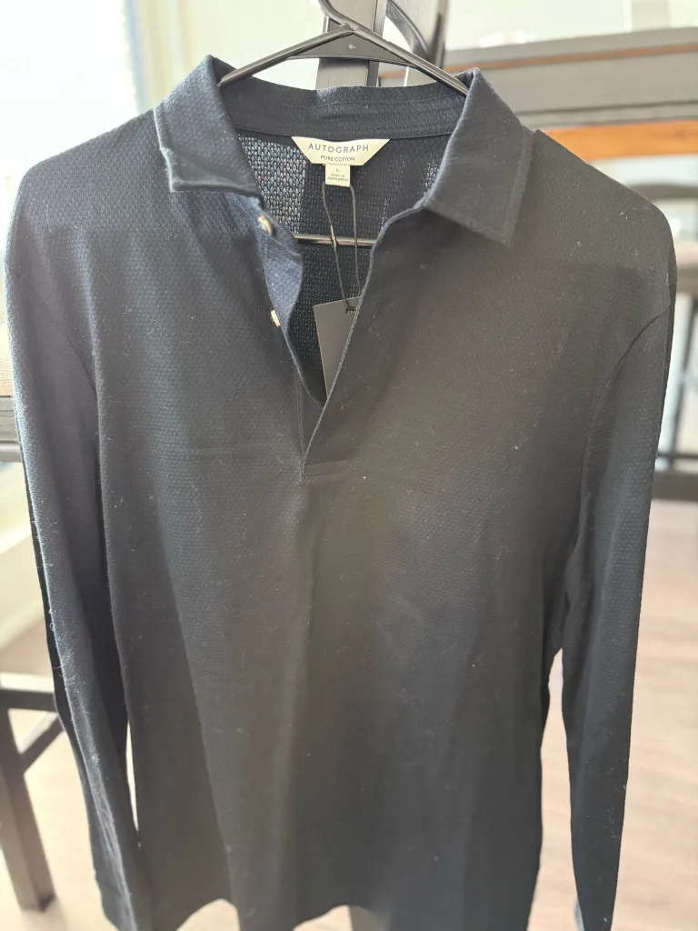 Autograph Men's Long Sleeve Polo Shirt - Black - Size L