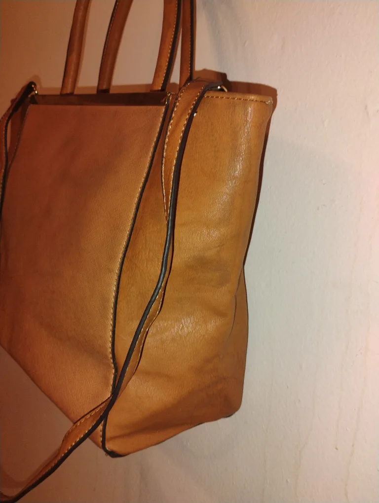 Justfab Brown leather Tote Handbag image indicator(4)