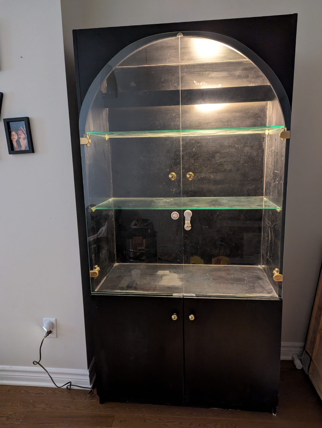 Black Curio Cabinet with Glass Doors - photo 4