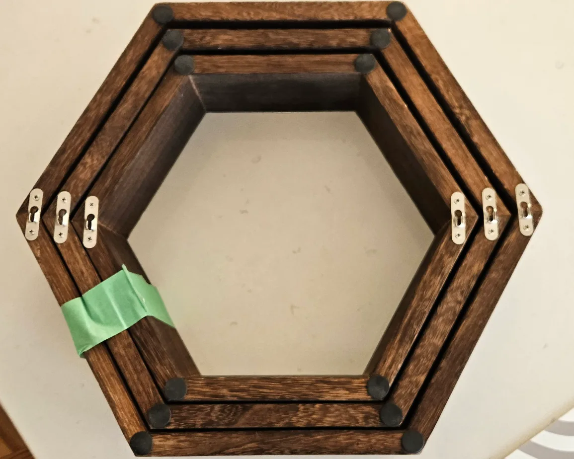 2 Sets of Three Hexagon Wooden Shelves image indicator(2)