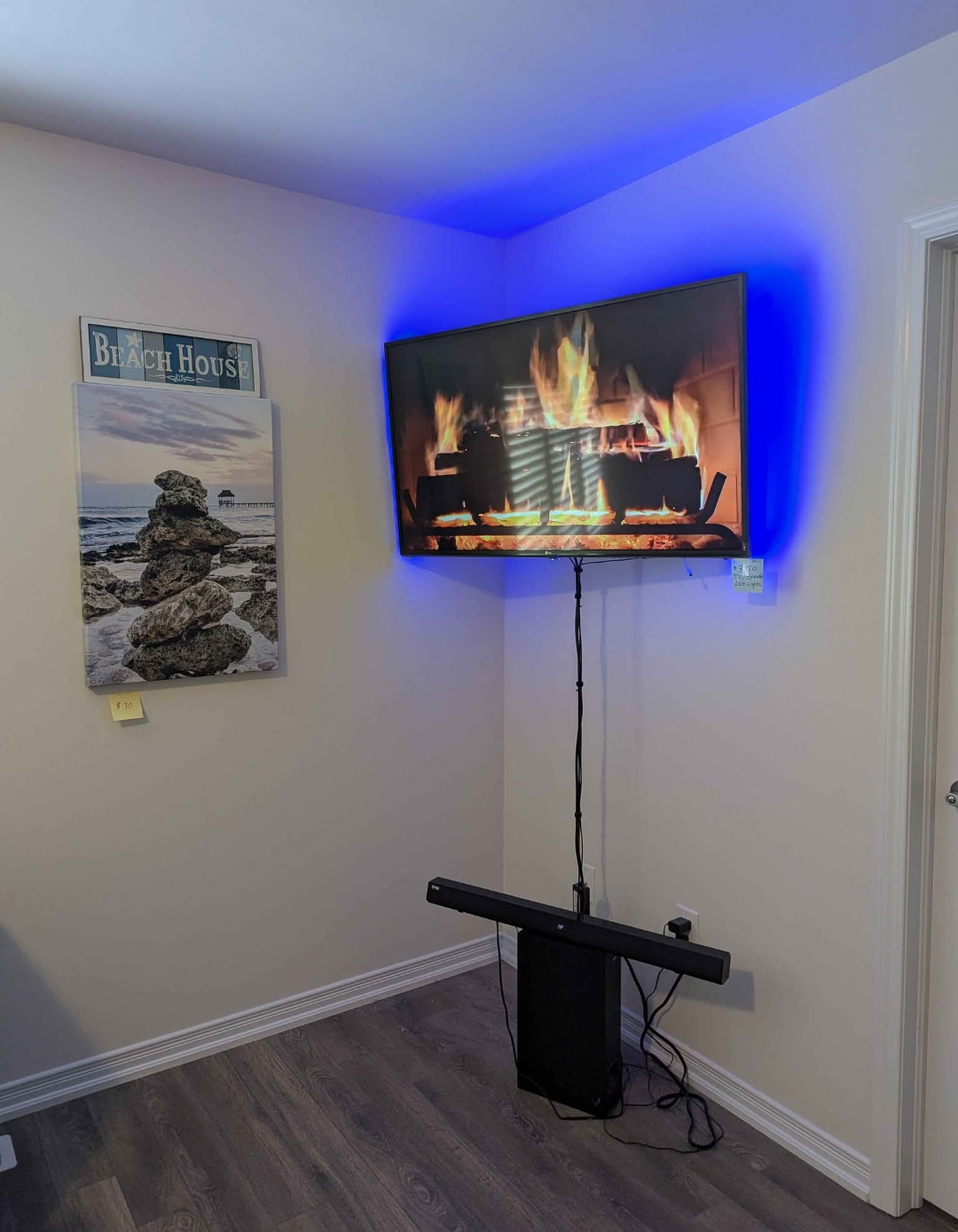 49" LG TV with LED lights & mounting bracket & speakers