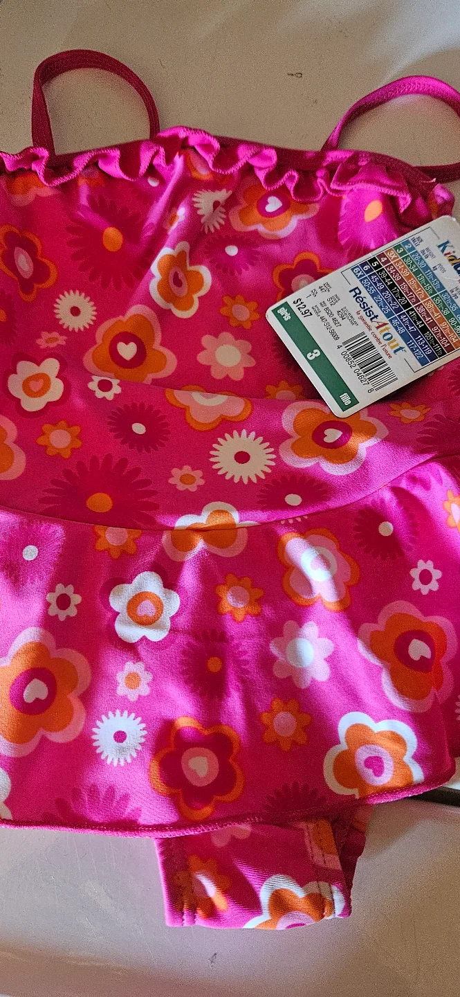 Girls' Size 3 Pink Floral Swimsuit thumbnail