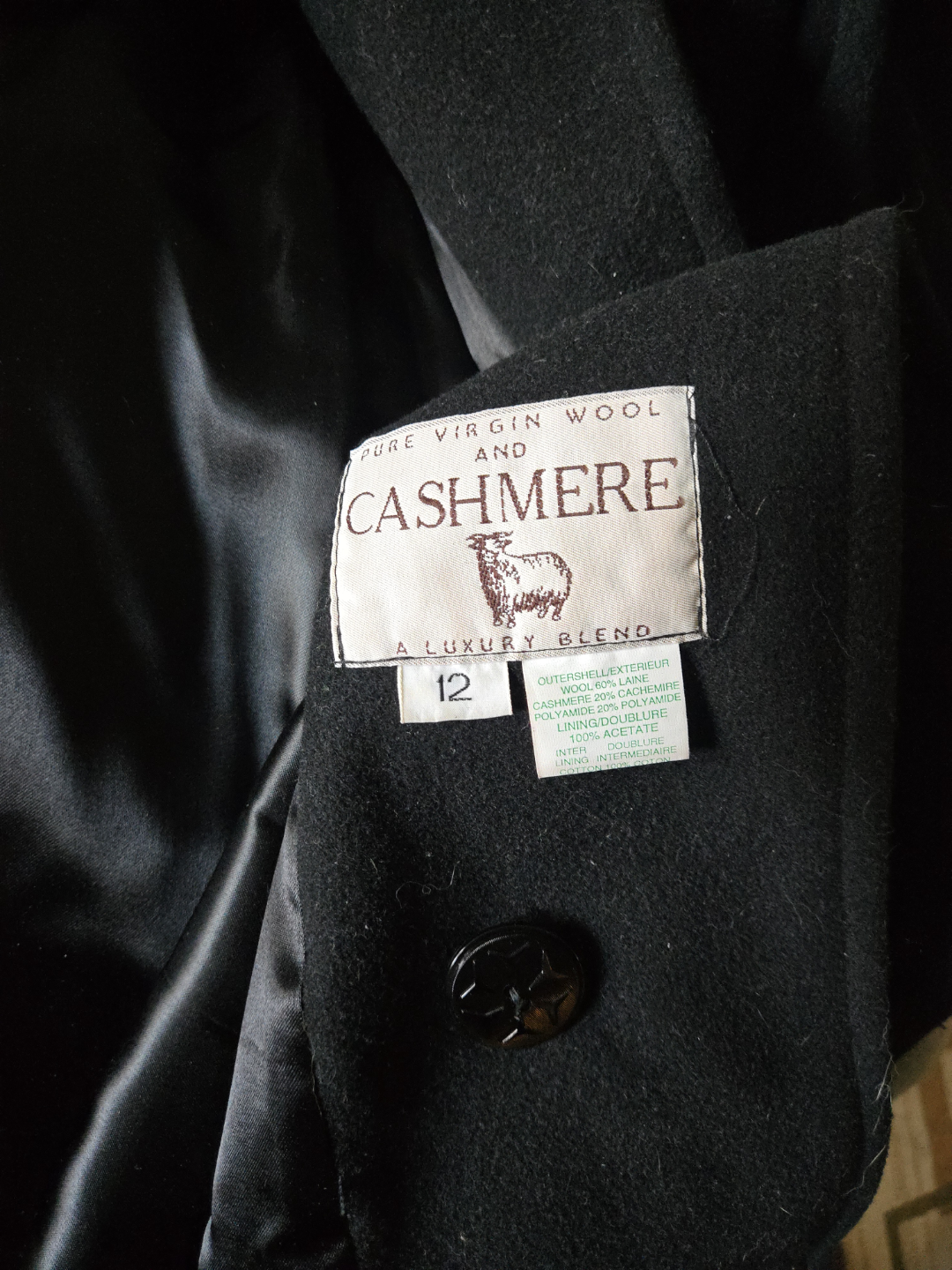 Black wool and cashmere coat, size 12 - photo 3