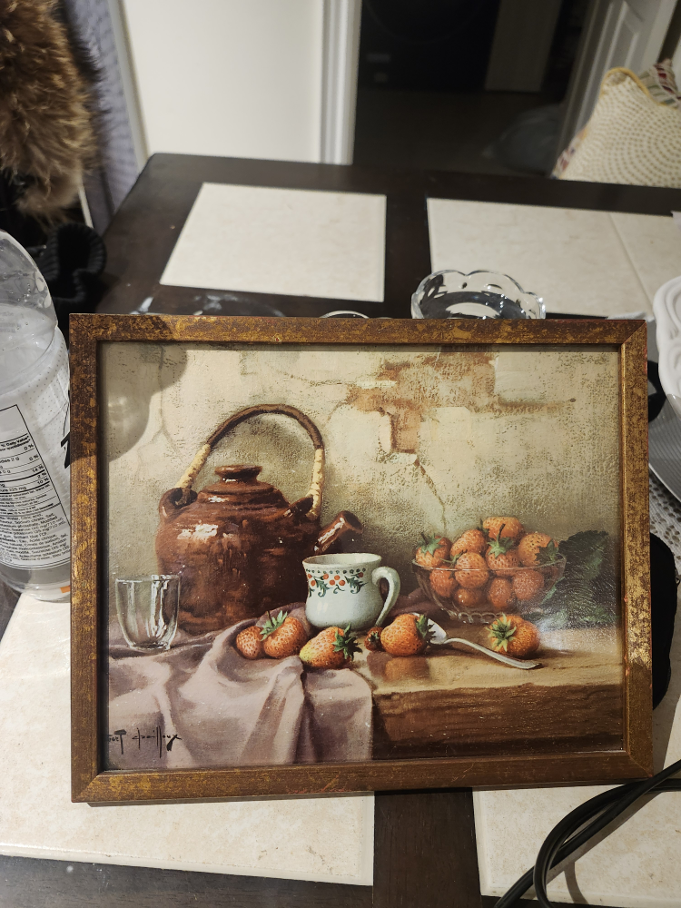 Framed Still Life Painting by Orilloux - Strawberries