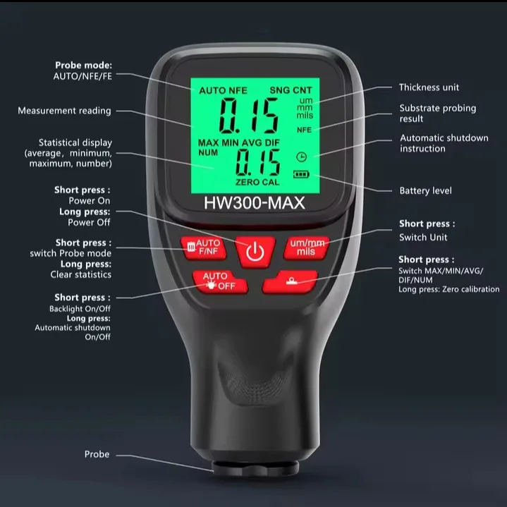 HW300-MAX Coating Thickness Gauge image indicator(2)