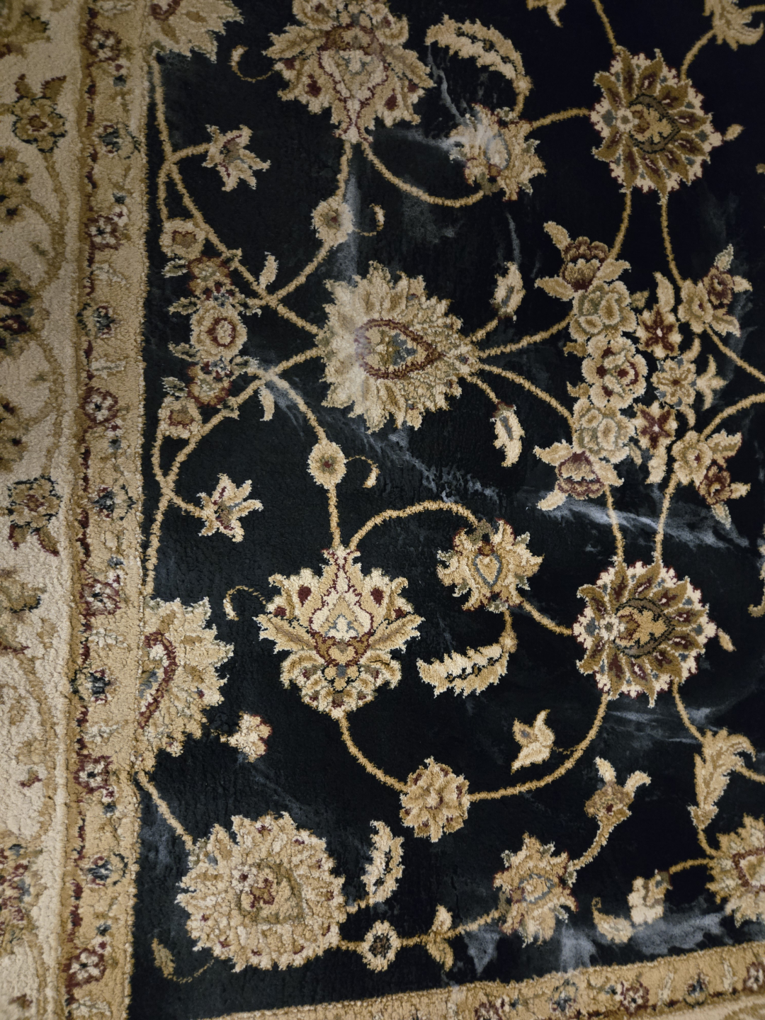 Ottoman Empire Rug -  Black and Beige Floral Pattern. - photo 2