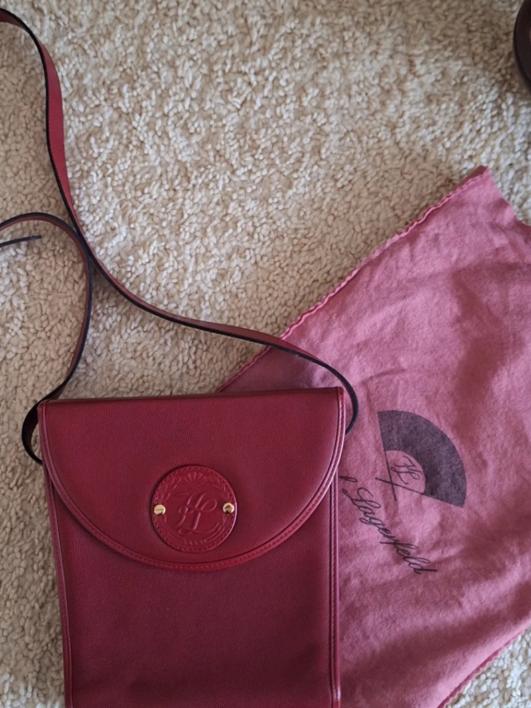 Karl Lagerfeld Paris Red Leather Crossbody Bag image indicator(2)