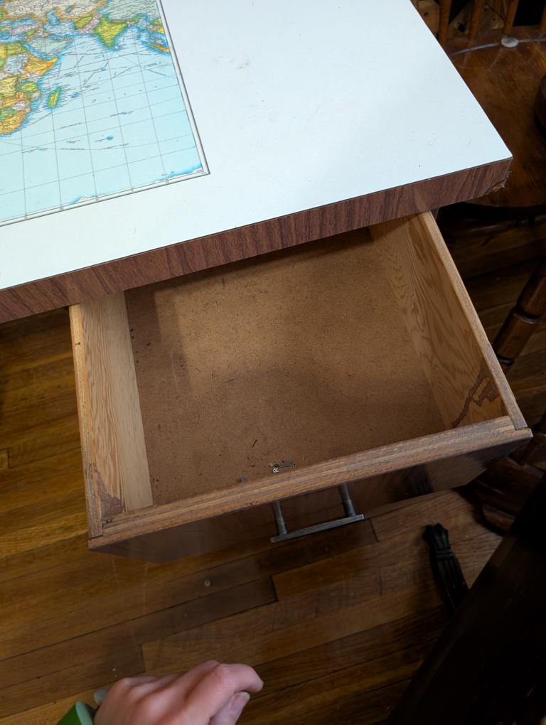 Vintage Mid-Century Modern Desk with World Map Top - photo 2