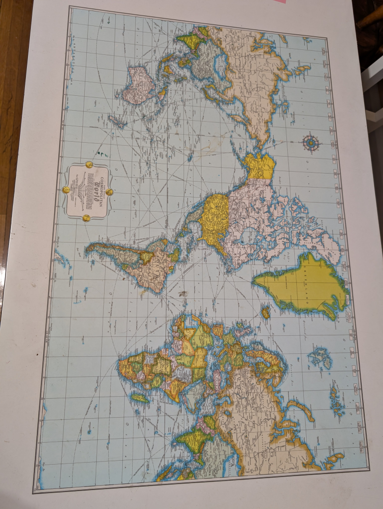 Vintage Mid-Century Modern Desk with World Map Top - photo 5