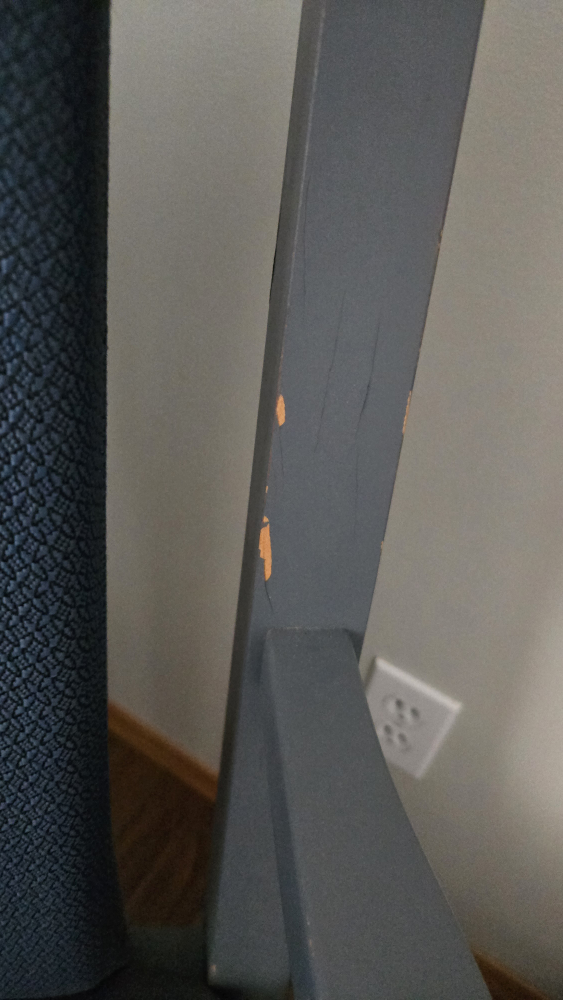 Armchair Grey Painted Wood & Blue Fabric - photo 4