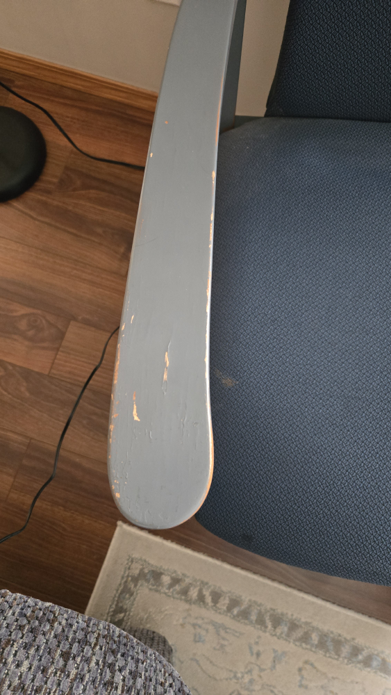Armchair Grey Painted Wood & Blue Fabric - photo 5