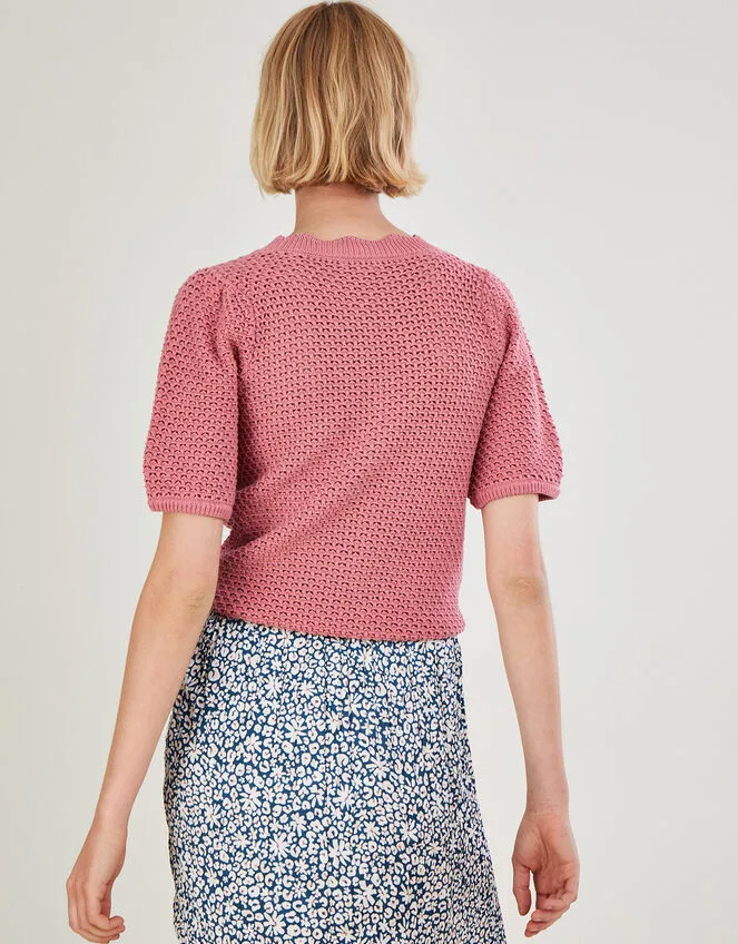 BNWTT Monsoon Half Sleeve Plain Cardigan In Pink Size M image indicator(4)