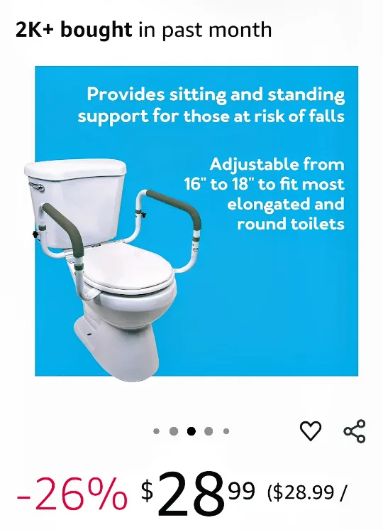 Carex Toilet Safety Frame - Adjustable Toilet Rails image indicator(3)