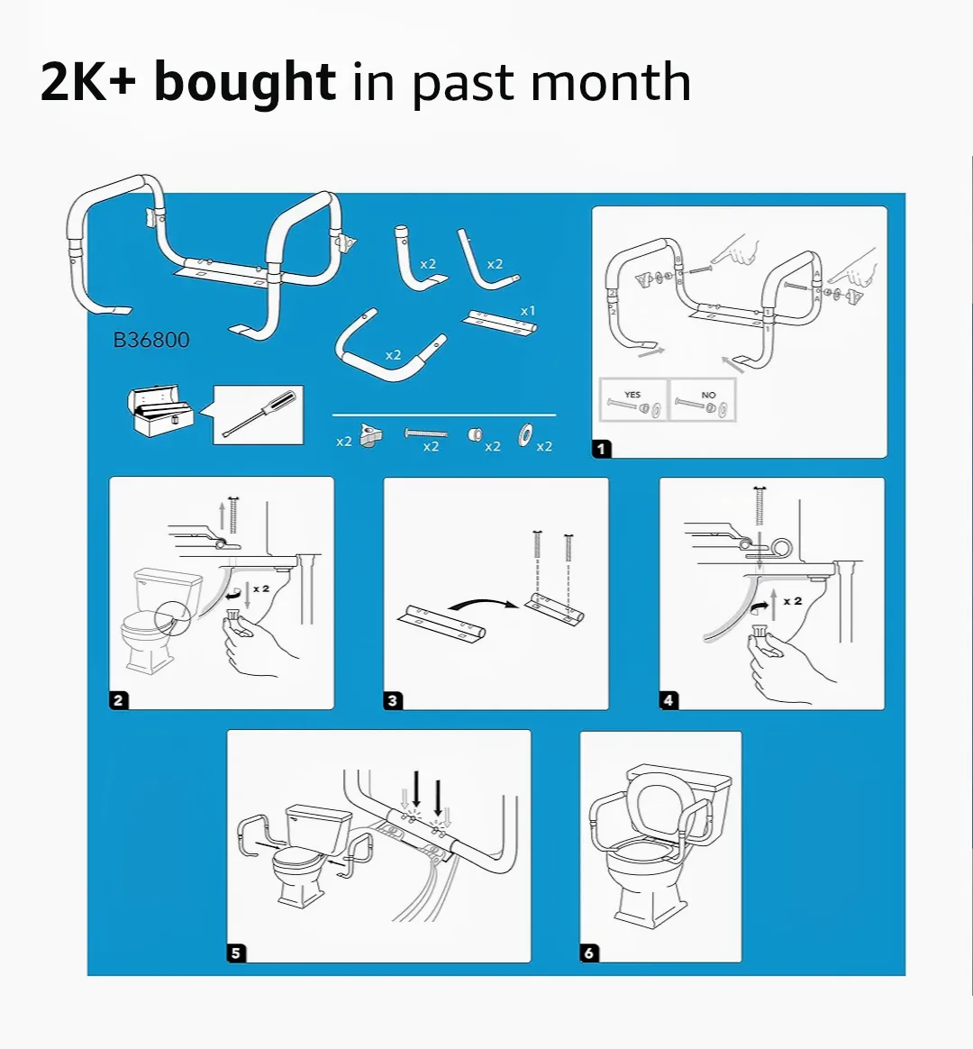 Carex Toilet Safety Frame - Adjustable Toilet Rails image indicator(5)