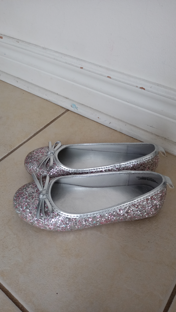 Girls' Silver Glitter Ballerina Flats Size 1