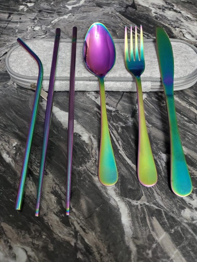 Rainbow Reusable Cutlery Set with Case - photo 2
