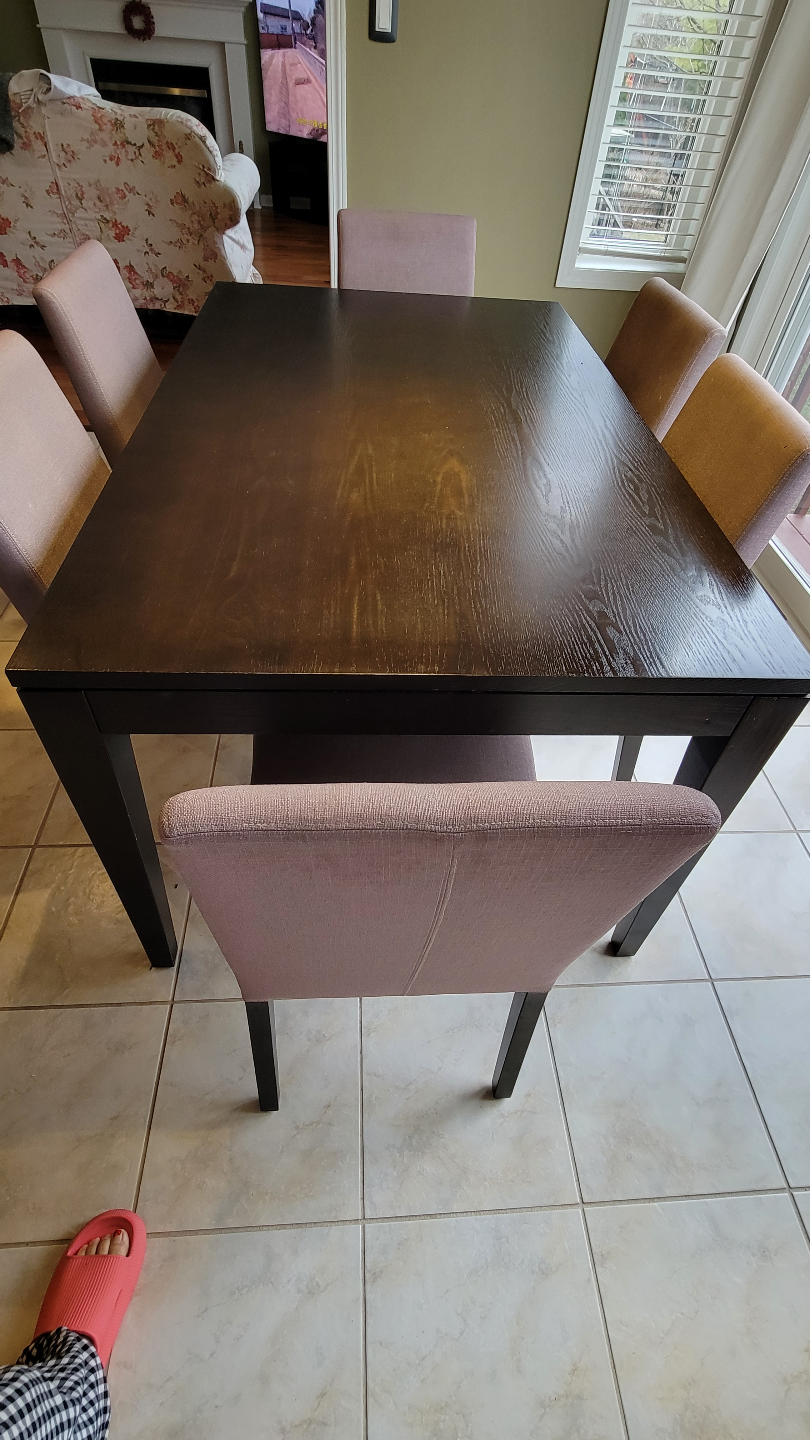 Square Dark Brown Dining Table with Six Chairs - photo 4