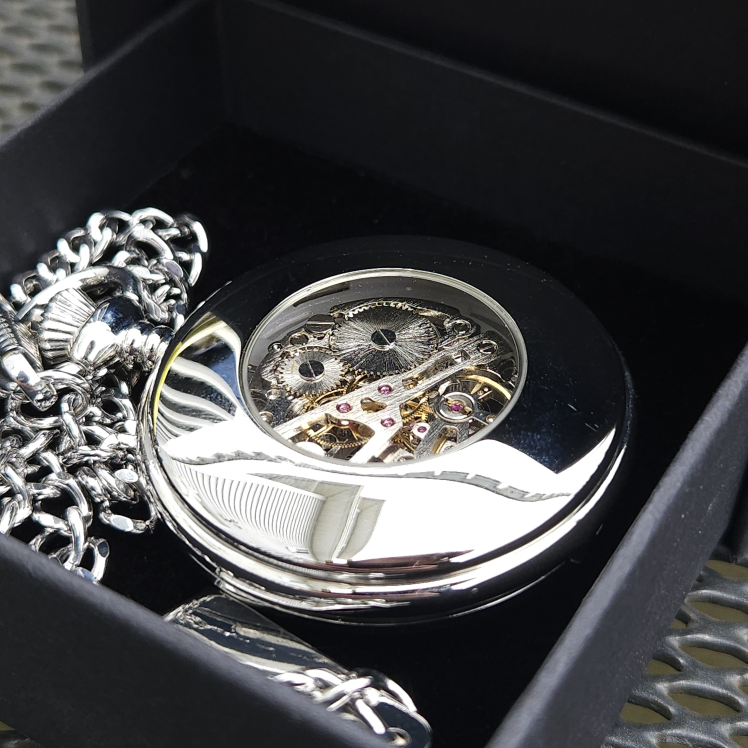 Skeleton Wind Up Pocket Watch with Chain - photo 3