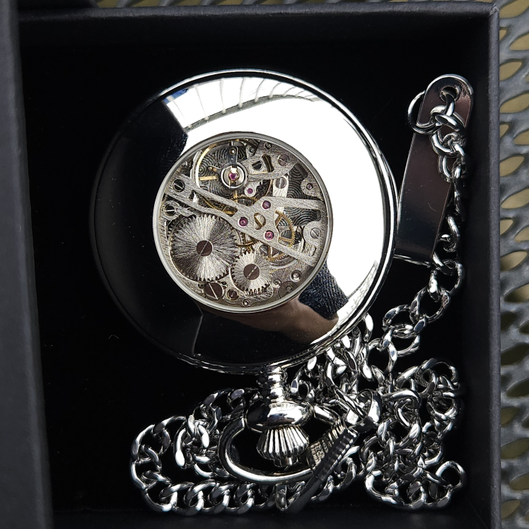 Skeleton Wind Up Pocket Watch with Chain - photo 4
