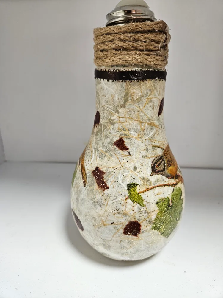 Upcycled Lightbulb Vase with Bird Design image indicator(2)