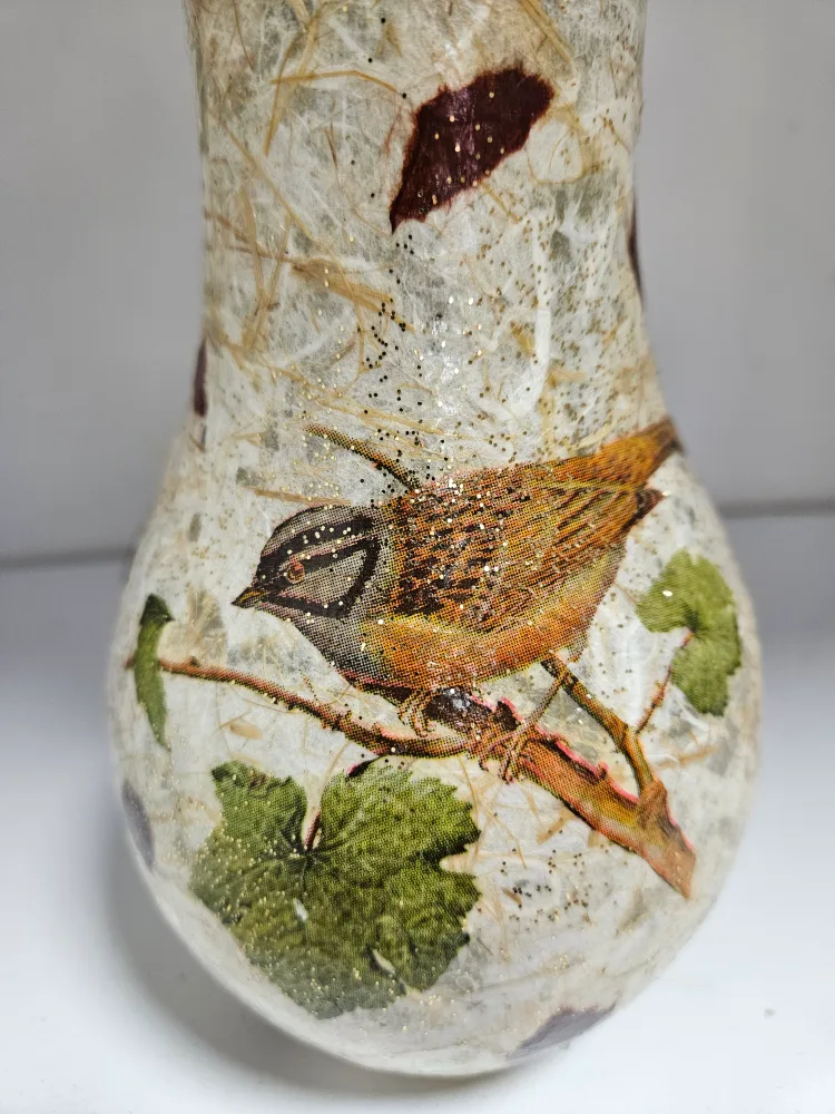 Upcycled Lightbulb Vase with Bird Design image indicator(3)