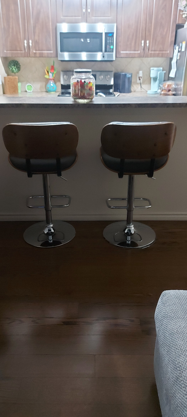 Pair of Brown Leather Bar Stools - photo 3