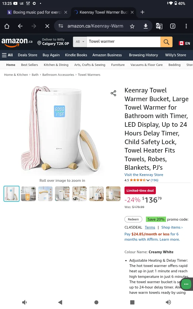 Keeneary Large Towel Warmer Bucket image indicator(2)