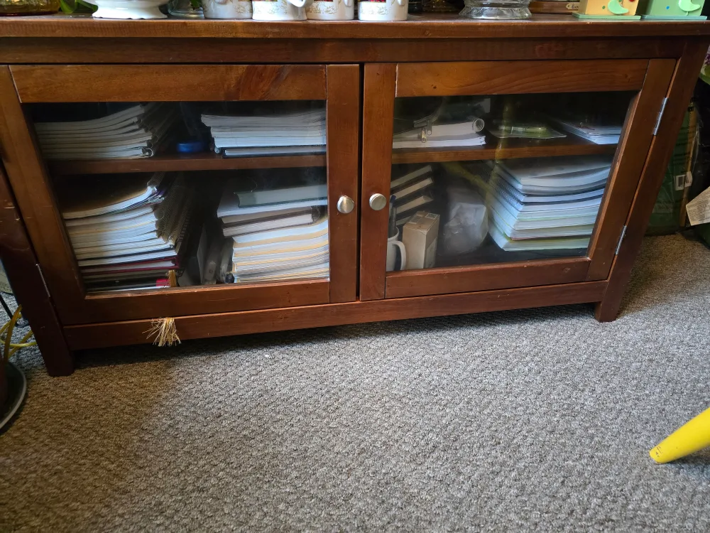 💚Wood Media Console with Glass Doors💚 image indicator(2)