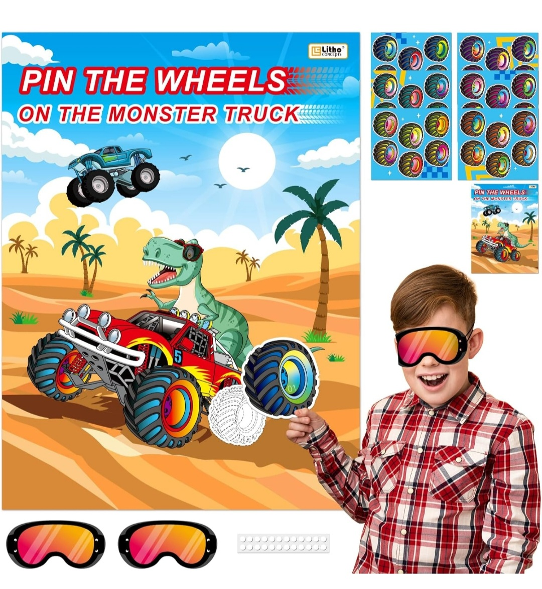 Pin the Wheels on the Monster Truck Party Game...New