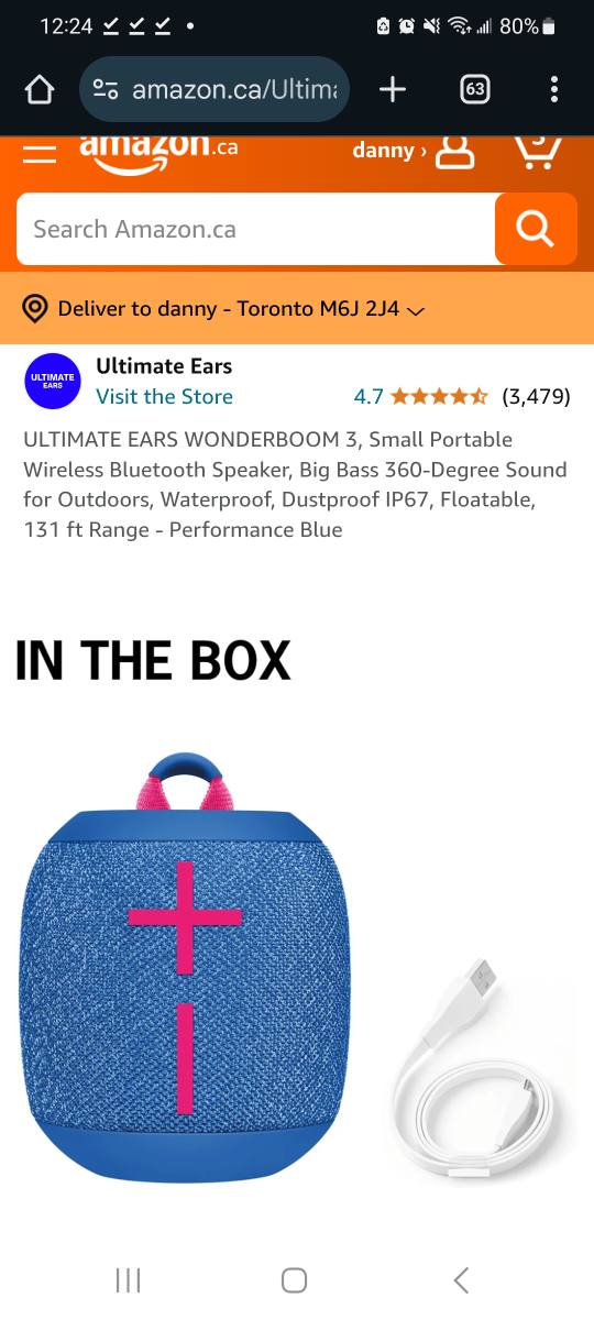 U E WonderBoom 3 Bluetooth Speaker - Blue (New Open Box - photo 4