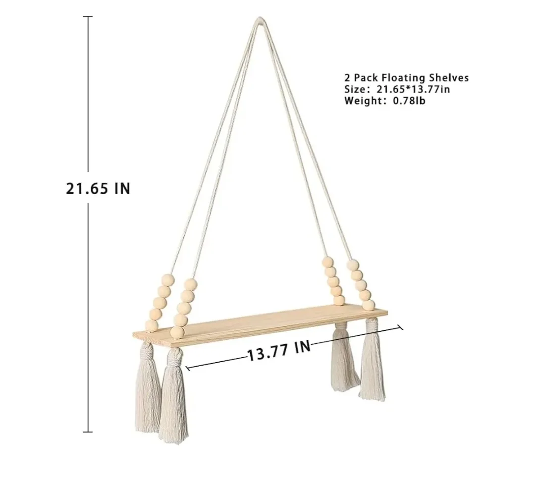 Wooden Wall Hanging Shelves,Set of 2 image indicator(2)