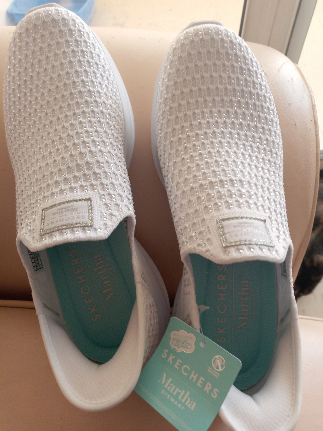 Skechers Martha Stewart Slip-Ins White Sparkle Sneakers
