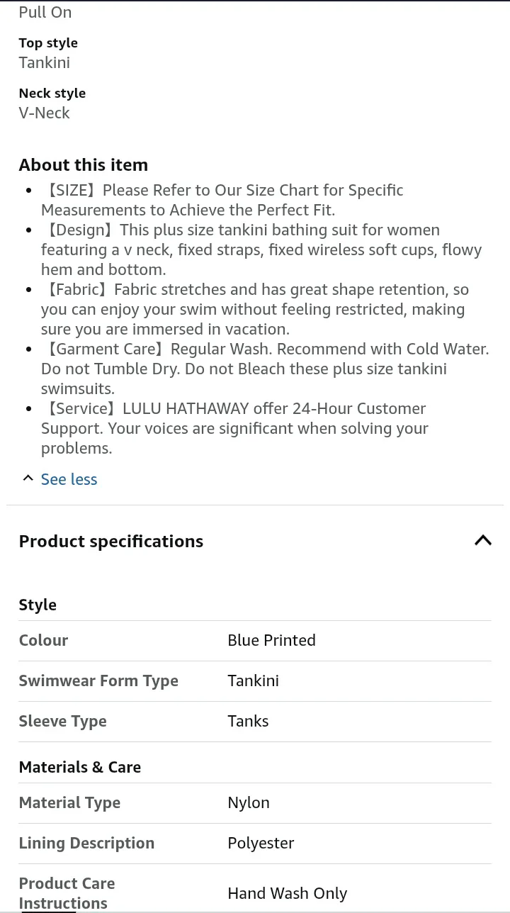 NEW!   LULU HATHAWAY Plus Size Tankini Swimsuit image indicator(6)