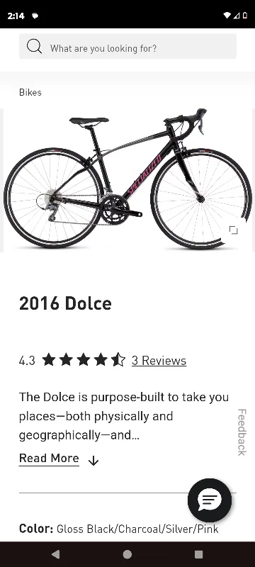 2016 Specialized Dolce Women's Road Bike thumbnail