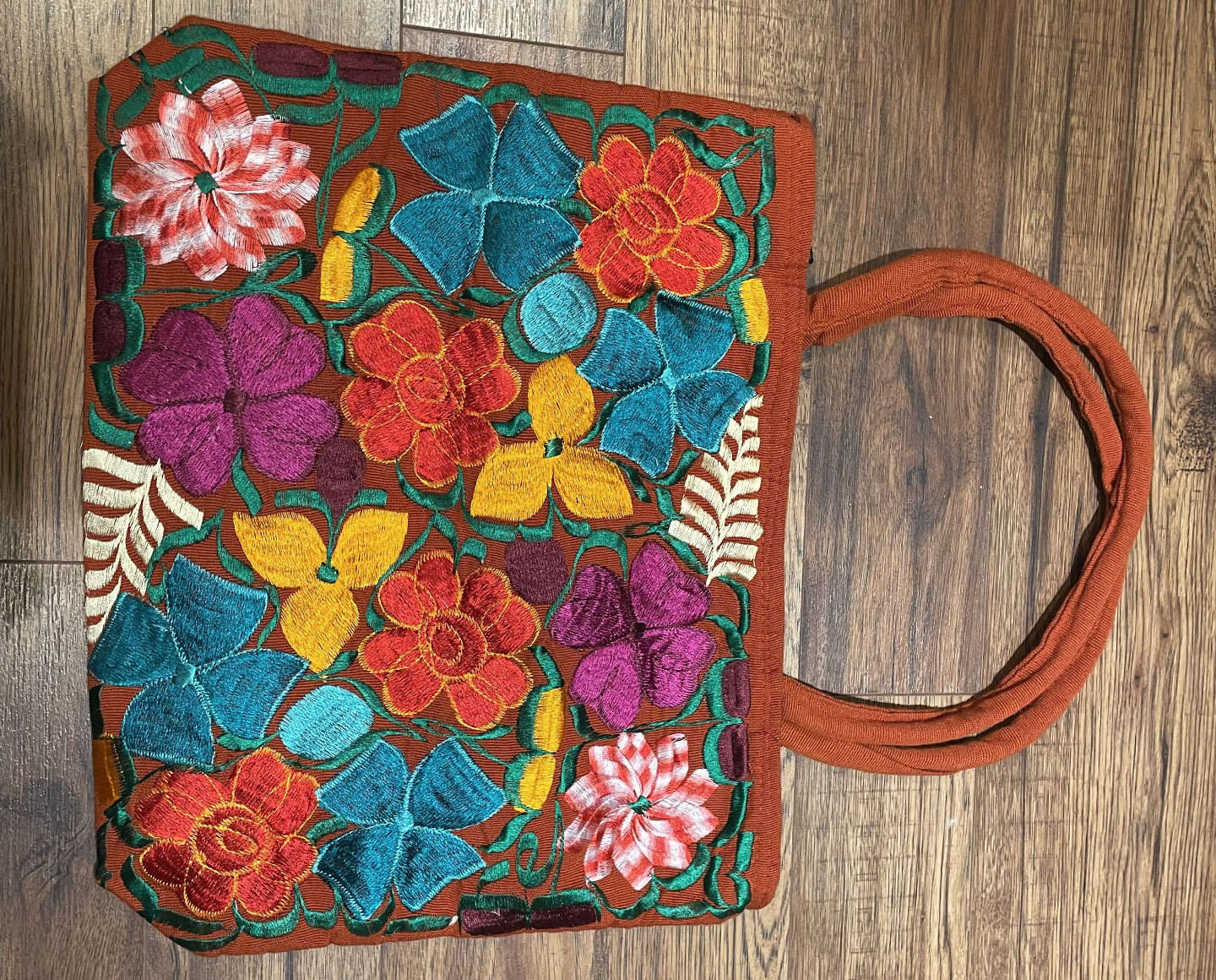 NEW Mexican Hand-embroidered floral tote bag