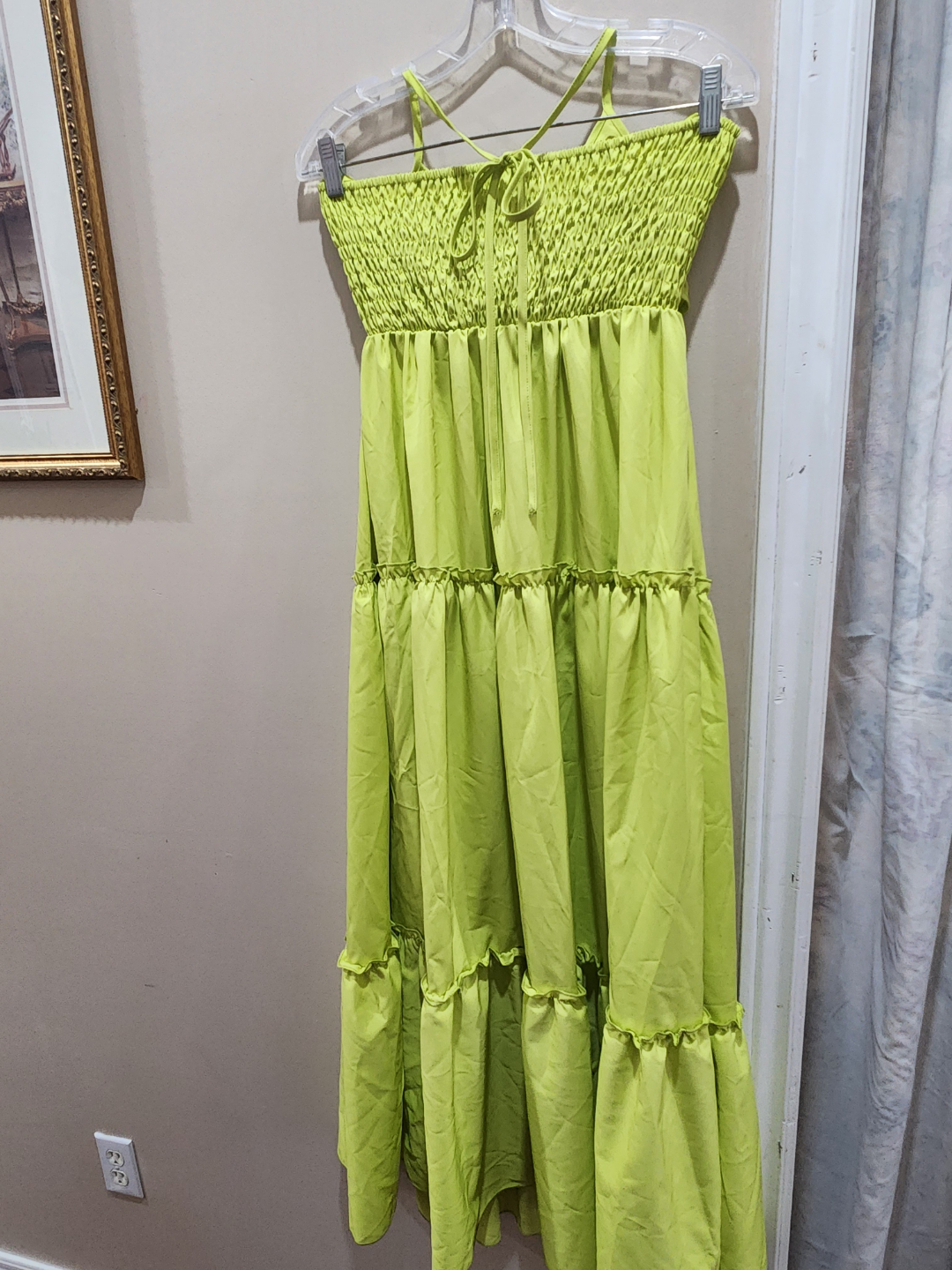 Lime Green Maxi Dress with Tiered Skirt