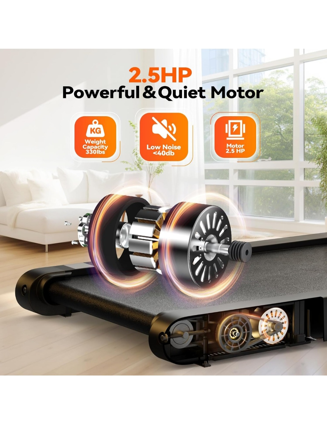 Under-Desk Treadmill with App & Remote Control - 2.5HP Motor - photo 3