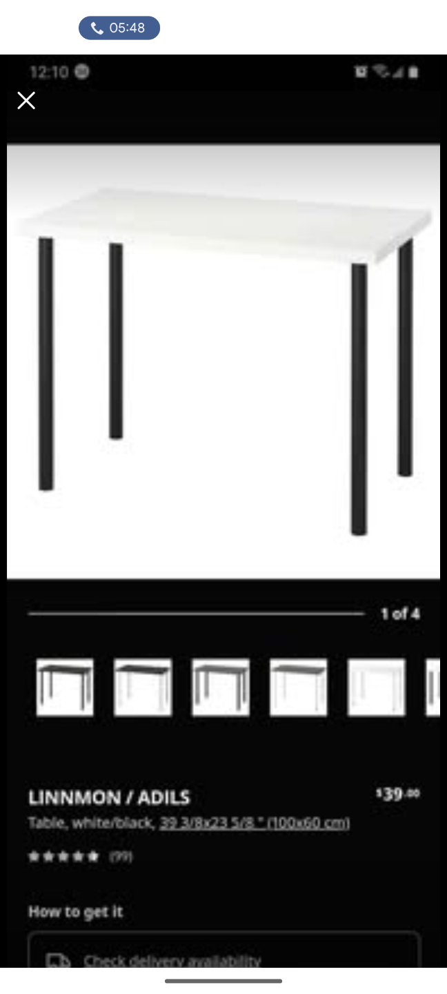 IKEA LINNMON/ADILS Table - White/Black