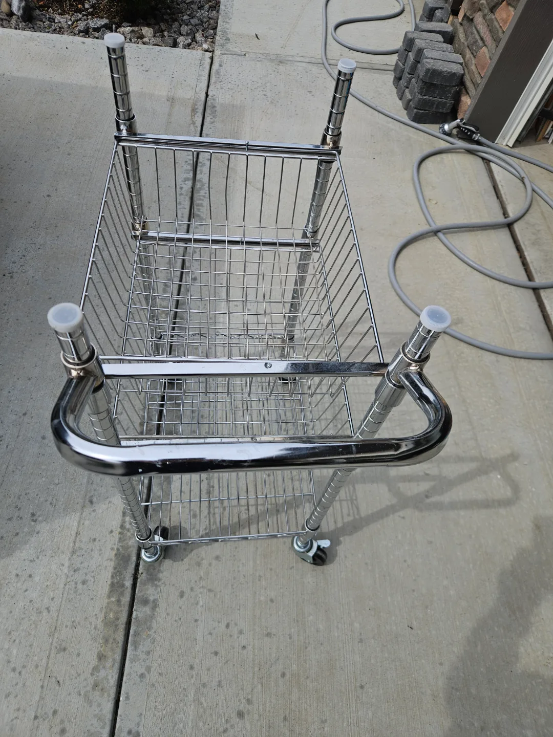 Chrome Rolling Cart with Two Baskets thumbnail