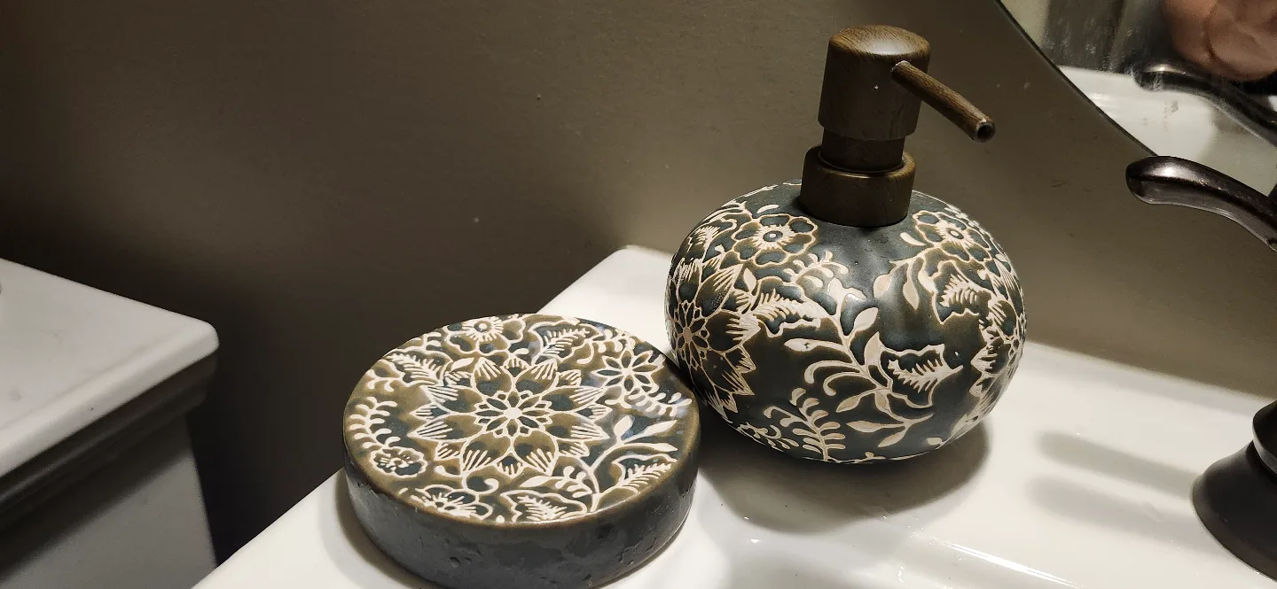Ceramic Soap Dispenser and Dish Set thumbnail