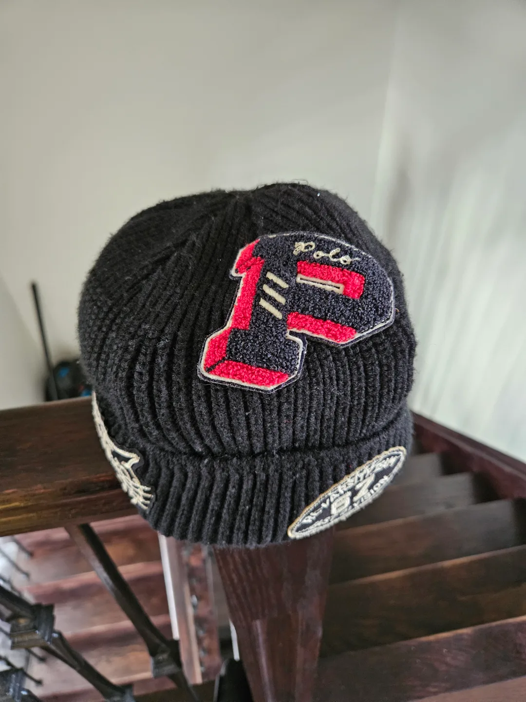 Polo Ralph Lauren Black Knit Beanie with Patches image indicator(4)