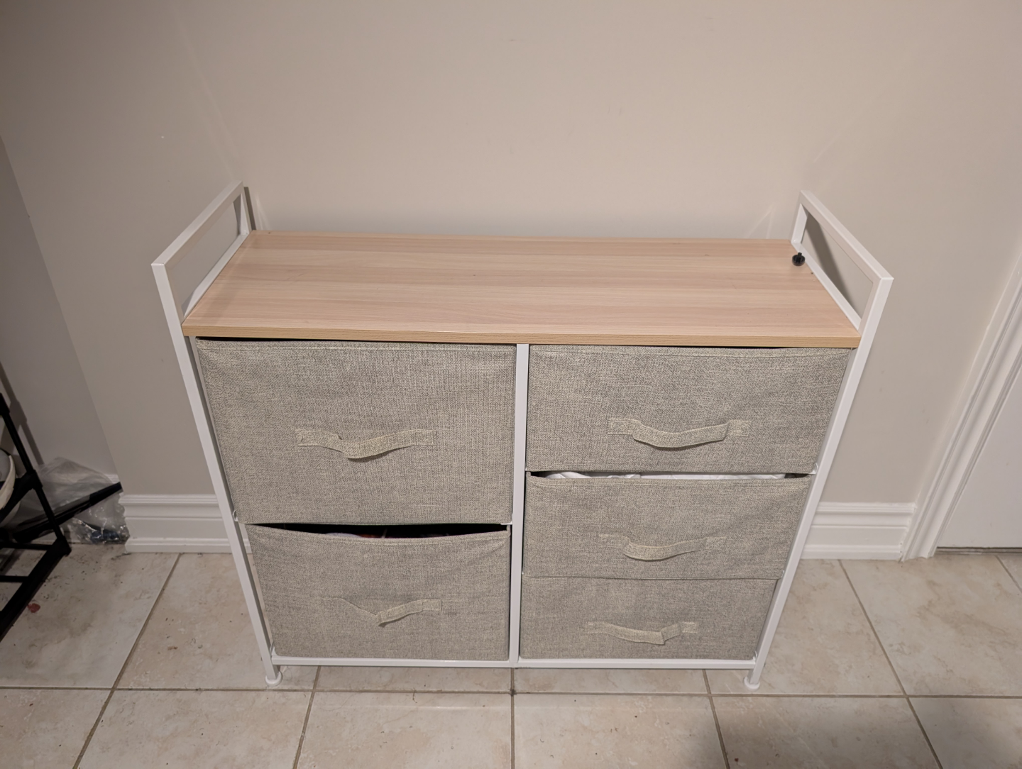 Five-Drawer Fabric Storage Organizer with Wooden Top - photo 2